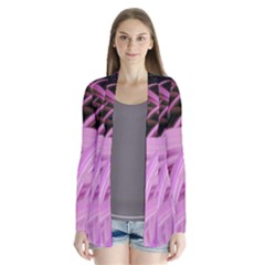 Purple Fractal Artwork Feather Drape Collar Cardigan by Pakrebo