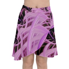 Purple Fractal Artwork Feather Chiffon Wrap Front Skirt by Pakrebo