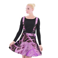 Purple Fractal Artwork Feather Suspender Skater Skirt by Pakrebo