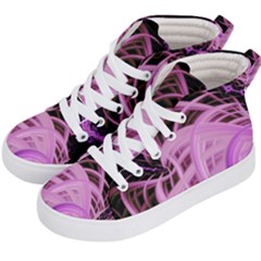 Purple Fractal Artwork Feather Kids  Hi-top Skate Sneakers