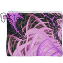 Purple Fractal Artwork Feather Canvas Cosmetic Bag (xxxl)