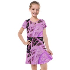 Purple Fractal Artwork Feather Kids  Cross Web Dress by Pakrebo