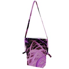 Purple Fractal Artwork Feather Folding Shoulder Bag