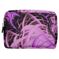 Purple Fractal Artwork Feather Make Up Pouch (medium)