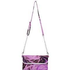 Purple Fractal Artwork Feather Mini Crossbody Handbag