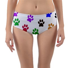 Pawprints Paw Prints Paw Animal Reversible Mid-waist Bikini Bottoms by Pakrebo