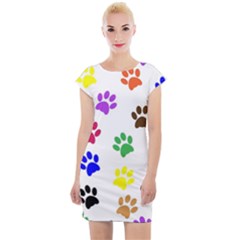 Pawprints Paw Prints Paw Animal Cap Sleeve Bodycon Dress