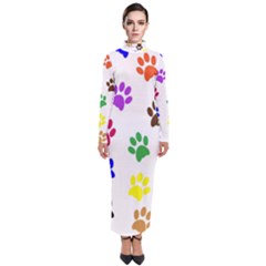 Pawprints Paw Prints Paw Animal Turtleneck Maxi Dress