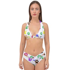 Pawprints Paw Prints Paw Animal Double Strap Halter Bikini Set