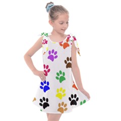 Pawprints Paw Prints Paw Animal Kids  Tie Up Tunic Dress