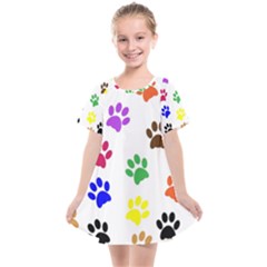 Pawprints Paw Prints Paw Animal Kids  Smock Dress