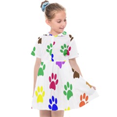 Pawprints Paw Prints Paw Animal Kids  Sailor Dress by Pakrebo