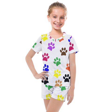 Pawprints Paw Prints Paw Animal Kids  Mesh Tee And Shorts Set by Pakrebo