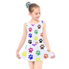 Pawprints Paw Prints Paw Animal Kids  Skater Dress Swimsuit