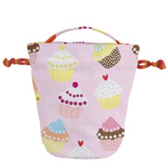 Cupcakes Wallpaper Paper Background Drawstring Bucket Bag