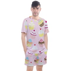 Cupcakes Wallpaper Paper Background Men s Mesh Tee And Shorts Set