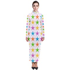 Star Pattern Design Decoration Turtleneck Maxi Dress