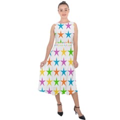 Star Pattern Design Decoration Midi Tie-back Chiffon Dress