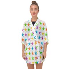 Star Pattern Design Decoration Half Sleeve Chiffon Kimono