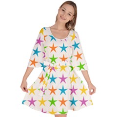 Star Pattern Design Decoration Velour Kimono Dress