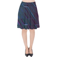 Glass Scifi Violet Ultraviolet Velvet High Waist Skirt by Pakrebo