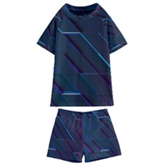 Glass Scifi Violet Ultraviolet Kids  Swim Tee And Shorts Set