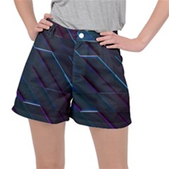 Glass Scifi Violet Ultraviolet Stretch Ripstop Shorts by Pakrebo