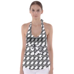 Pattern Monochrome Repeat Babydoll Tankini Top