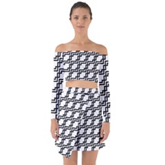 Pattern Monochrome Repeat Off Shoulder Top With Skirt Set