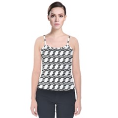 Pattern Monochrome Repeat Velvet Spaghetti Strap Top