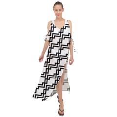 Pattern Monochrome Repeat Maxi Chiffon Cover Up Dress