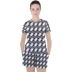 Pattern Monochrome Repeat Women s Tee And Shorts Set