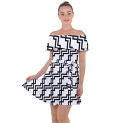 Pattern Monochrome Repeat Off Shoulder Velour Dress