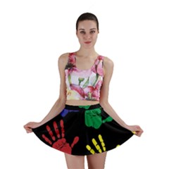 Handprints Hand Print Colourful Mini Skirt by Pakrebo