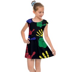 Handprints Hand Print Colourful Kids  Cap Sleeve Dress