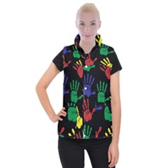 Handprints Hand Print Colourful Women s Button Up Vest by Pakrebo