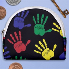 Handprints Hand Print Colourful Horseshoe Style Canvas Pouch