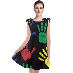 Handprints Hand Print Colourful Tie Up Tunic Dress