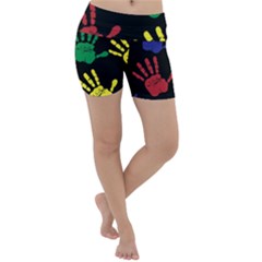 Handprints Hand Print Colourful Lightweight Velour Yoga Shorts