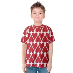 Hearts Pattern Seamless Red Love Kids  Cotton Tee