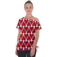 Hearts Pattern Seamless Red Love Tie-up Tee