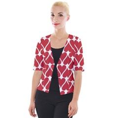 Hearts Pattern Seamless Red Love Cropped Button Cardigan