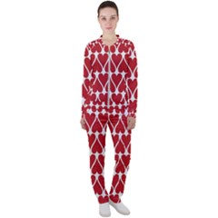 Hearts Pattern Seamless Red Love Casual Jacket And Pants Set by Pakrebo