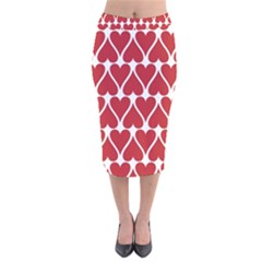 Hearts Pattern Seamless Red Love Velvet Midi Pencil Skirt by Pakrebo