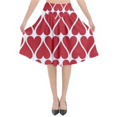 Hearts Pattern Seamless Red Love Flared Midi Skirt by Pakrebo