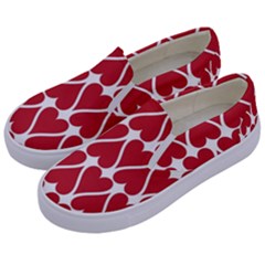 Hearts Pattern Seamless Red Love Kids  Canvas Slip Ons by Pakrebo