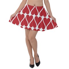 Hearts Pattern Seamless Red Love Velvet Skater Skirt