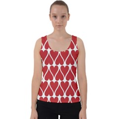 Hearts Pattern Seamless Red Love Velvet Tank Top