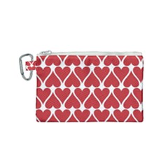 Hearts Pattern Seamless Red Love Canvas Cosmetic Bag (small)