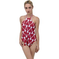 Hearts Pattern Seamless Red Love Go With The Flow One Piece Swimsuit by Pakrebo